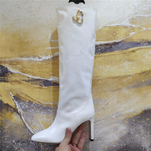High Quality Luxury Jimmy Choo Signature Jc Buckle Chunky Heel Leather Boots – Style 21783 product detail