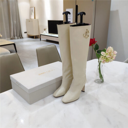 High Quality Luxury Jimmy Choo Signature Jc Buckle Chunky Heel Leather Boots – Style 80535