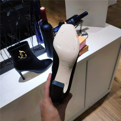High Quality Luxury Jimmy Choo Signature Jc Buckle Chunky Heel Leather Boots – Style 75447 product detail