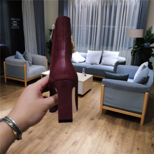 High Quality Luxury Jimmy Choo Signature Jc Buckle Chunky Heel Leather Boots – Style 61879 product detail