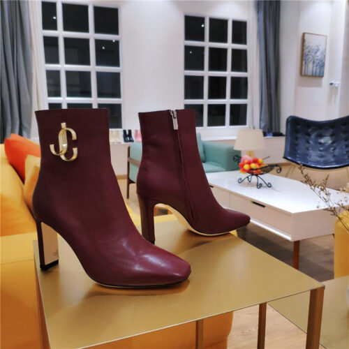 High Quality Luxury Jimmy Choo Signature Jc Buckle Chunky Heel Leather Boots – Style 61879