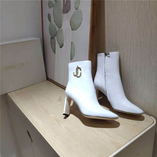 High Quality Luxury Jimmy Choo Signature Jc Buckle Chunky Heel Leather Boots – Style 55095