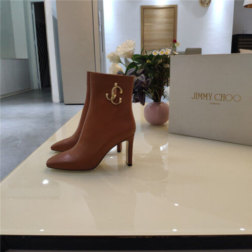 High Quality Luxury Jimmy Choo Signature Jc Buckle Chunky Heel Leather Boots – Style 46615 alternate view