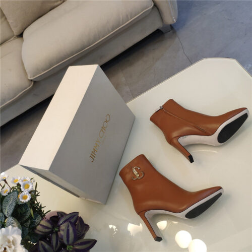 High Quality Luxury Jimmy Choo Signature Jc Buckle Chunky Heel Leather Boots – Style 46615 product detail