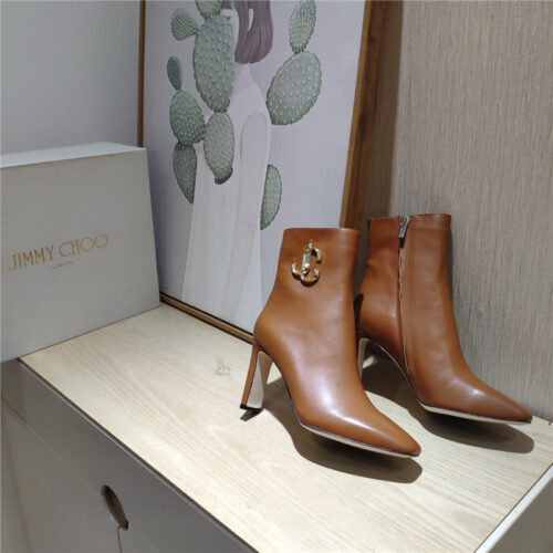 High Quality Luxury Jimmy Choo Signature Jc Buckle Chunky Heel Leather Boots – Style 46615