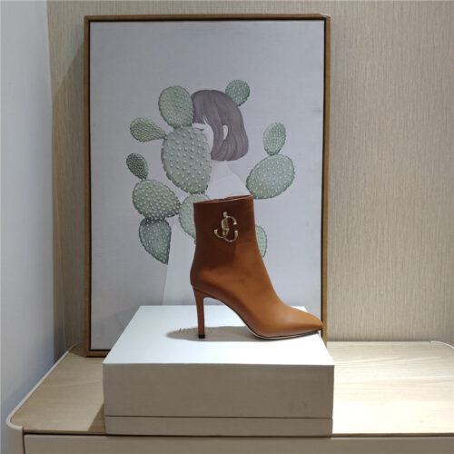 High Quality Luxury Jimmy Choo Signature Jc Buckle Chunky Heel Leather Boots – Style 46615 product detail