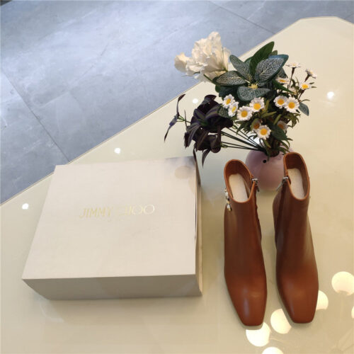 High Quality Luxury Jimmy Choo Signature Jc Buckle Chunky Heel Leather Boots – Style 46615 product detail