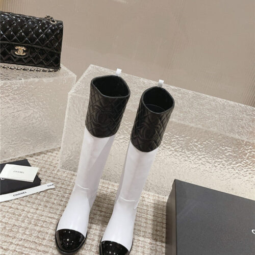 High Quality Luxury Chanel Retro Small Round Toe Stitching Design Boots