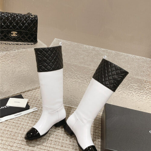 High Quality Luxury Chanel Retro Small Round Toe Stitching Design Boots product detail