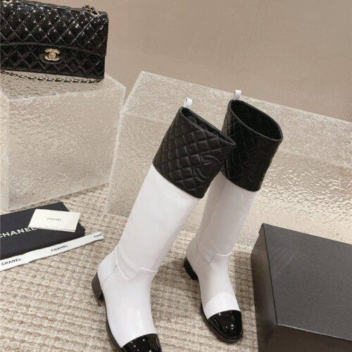 High Quality Luxury Chanel Retro Small Round Toe Stitching Design Boots product detail