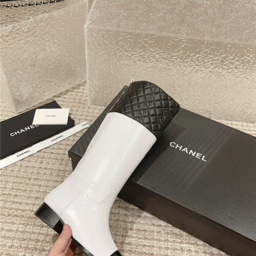 High Quality Luxury Chanel Retro Small Round Toe Stitching Design Boots product detail