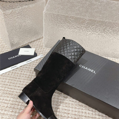 High Quality Luxury Chanel Retro Small Round Toe Stitching Design Boots – Style 12806 product detail