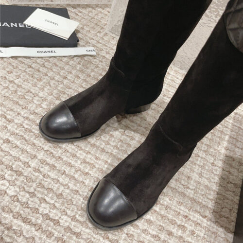 High Quality Luxury Chanel Retro Small Round Toe Stitching Design Boots – Style 12806 product detail