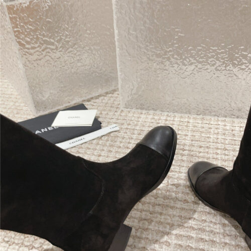 High Quality Luxury Chanel Retro Small Round Toe Stitching Design Boots – Style 12806 product detail