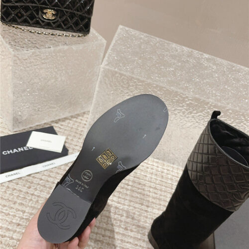 High Quality Luxury Chanel Retro Small Round Toe Stitching Design Boots – Style 12806 product detail