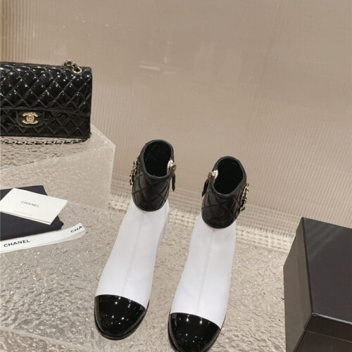 High Quality Luxury Chanel Retro Small Round Toe Stitching Design Boots – Style 76646