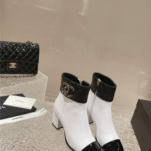High Quality Luxury Chanel Retro Small Round Toe Stitching Design Boots – Style 76646 product detail