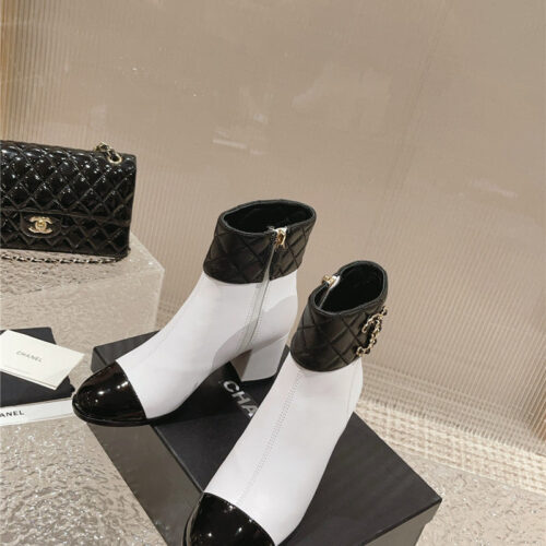 High Quality Luxury Chanel Retro Small Round Toe Stitching Design Boots – Style 76646 alternate view