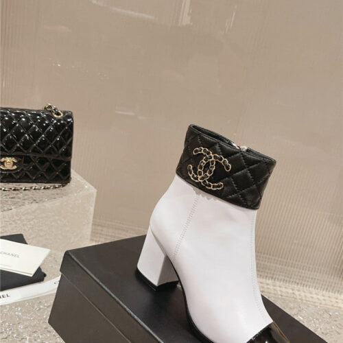 High Quality Luxury Chanel Retro Small Round Toe Stitching Design Boots – Style 76646 product detail