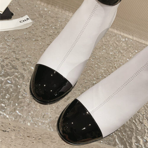 High Quality Luxury Chanel Retro Small Round Toe Stitching Design Boots – Style 76646 product detail
