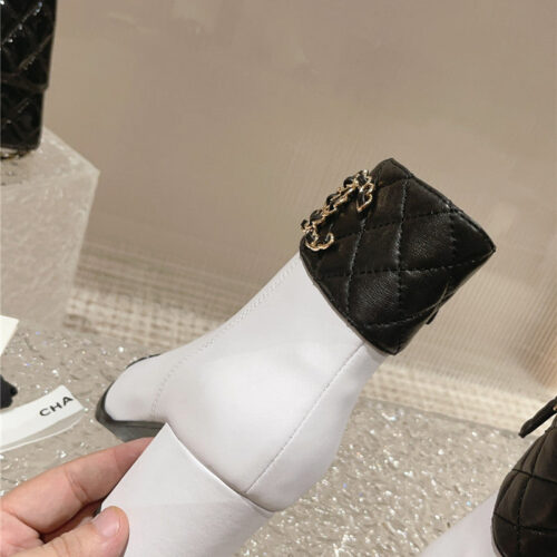 High Quality Luxury Chanel Retro Small Round Toe Stitching Design Boots – Style 76646 product detail