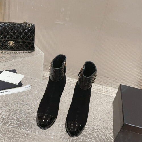 High Quality Luxury Chanel Retro Small Round Toe Stitching Design Boots – Style 73254