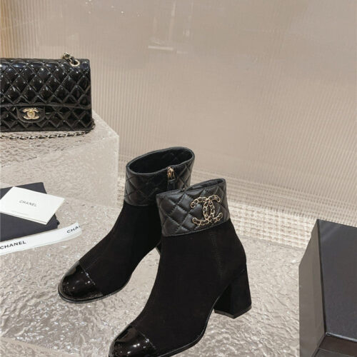 High Quality Luxury Chanel Retro Small Round Toe Stitching Design Boots – Style 73254 alternate view