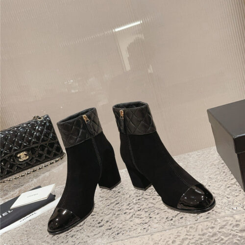 High Quality Luxury Chanel Retro Small Round Toe Stitching Design Boots – Style 73254 product detail