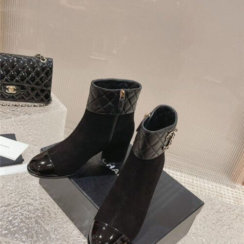 High Quality Luxury Chanel Retro Small Round Toe Stitching Design Boots – Style 73254 product detail