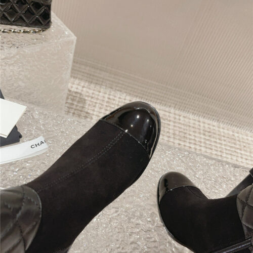 High Quality Luxury Chanel Retro Small Round Toe Stitching Design Boots – Style 73254 product detail