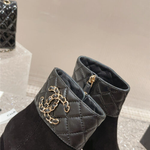 High Quality Luxury Chanel Retro Small Round Toe Stitching Design Boots – Style 73254 product detail