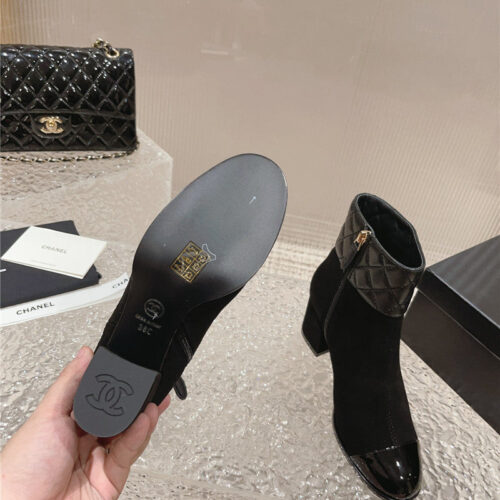 High Quality Luxury Chanel Retro Small Round Toe Stitching Design Boots – Style 73254 product detail