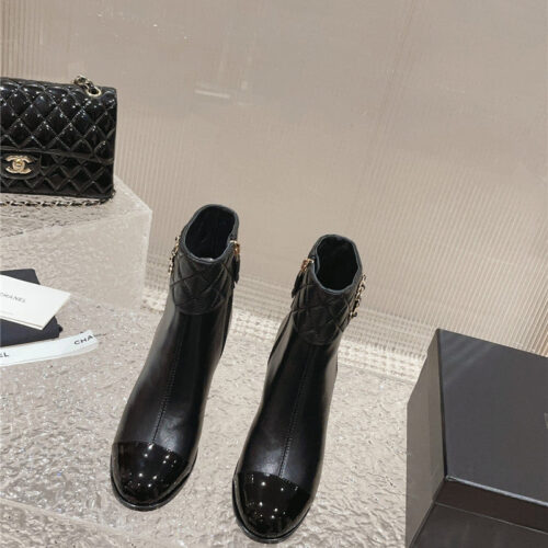 High Quality Luxury Chanel Retro Small Round Toe Stitching Design Boots – Style 37094