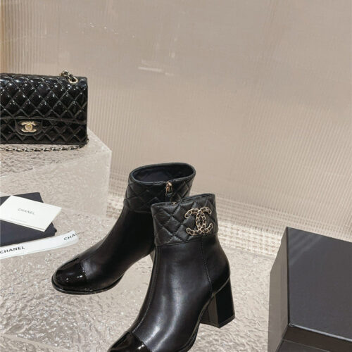 High Quality Luxury Chanel Retro Small Round Toe Stitching Design Boots – Style 37094 product detail