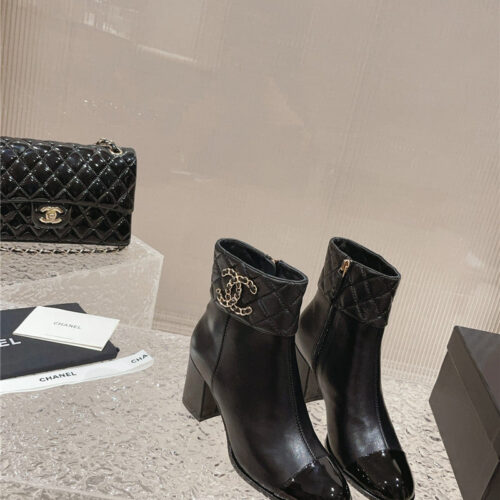 High Quality Luxury Chanel Retro Small Round Toe Stitching Design Boots – Style 37094 product detail