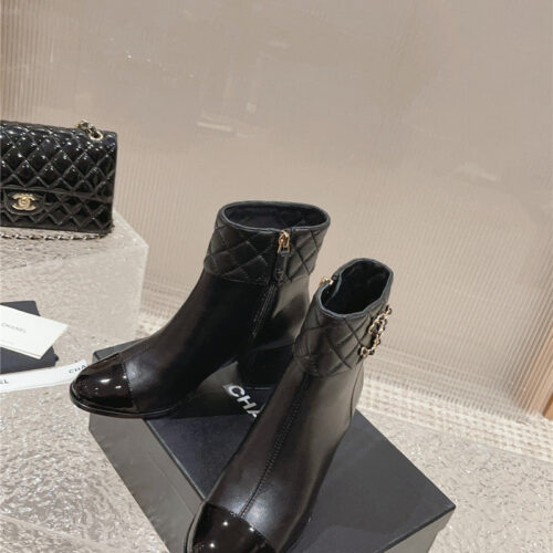 High Quality Luxury Chanel Retro Small Round Toe Stitching Design Boots – Style 37094 alternate view