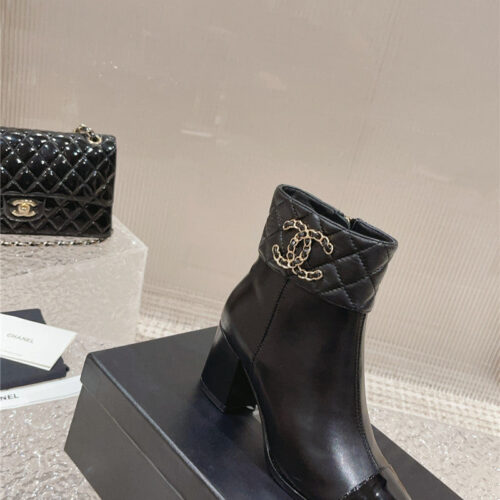 High Quality Luxury Chanel Retro Small Round Toe Stitching Design Boots – Style 37094 product detail