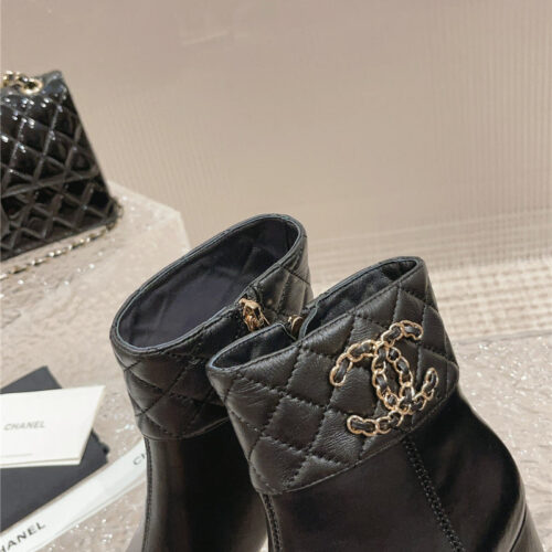 High Quality Luxury Chanel Retro Small Round Toe Stitching Design Boots – Style 37094 product detail