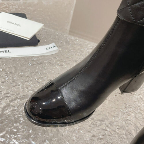 High Quality Luxury Chanel Retro Small Round Toe Stitching Design Boots – Style 37094 product detail