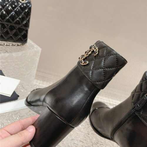 High Quality Luxury Chanel Retro Small Round Toe Stitching Design Boots – Style 37094 product detail