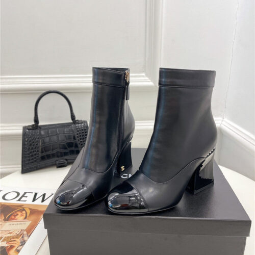 High Quality Luxury Chanel Catwalk Style Pearl Heel Ankle Boots – Style 18118