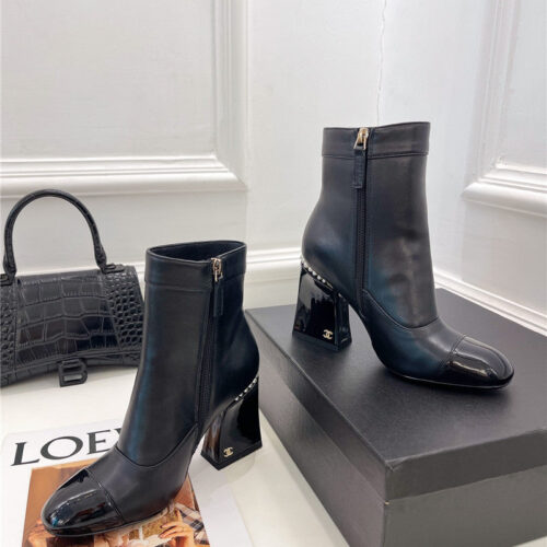 High Quality Luxury Chanel Catwalk Style Pearl Heel Ankle Boots – Style 18118 product detail