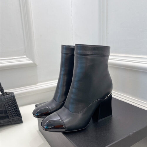 High Quality Luxury Chanel Catwalk Style Pearl Heel Ankle Boots – Style 18118 product detail