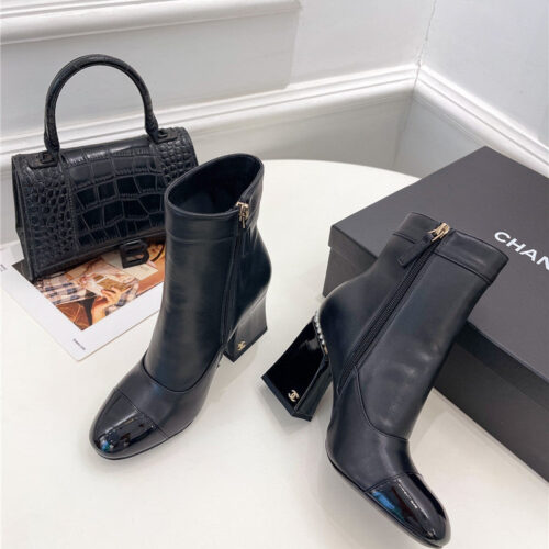 High Quality Luxury Chanel Catwalk Style Pearl Heel Ankle Boots – Style 18118 product detail