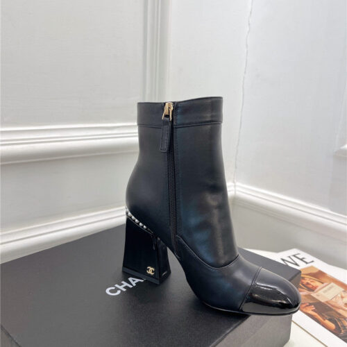 High Quality Luxury Chanel Catwalk Style Pearl Heel Ankle Boots – Style 18118 product detail