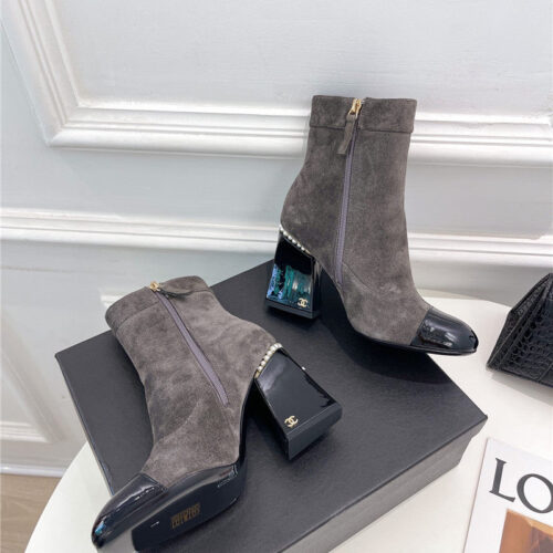 High Quality Luxury Chanel Catwalk Style Pearl Heel Ankle Boots product detail