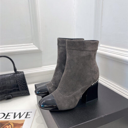 High Quality Luxury Chanel Catwalk Style Pearl Heel Ankle Boots product detail