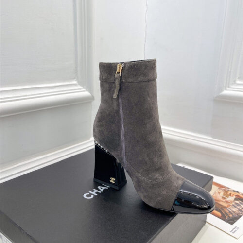 High Quality Luxury Chanel Catwalk Style Pearl Heel Ankle Boots product detail