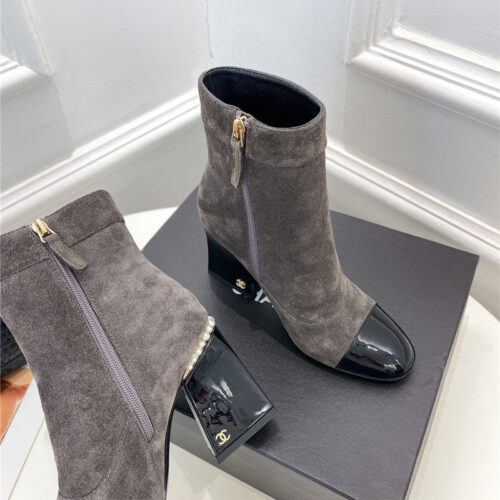 High Quality Luxury Chanel Catwalk Style Pearl Heel Ankle Boots product detail
