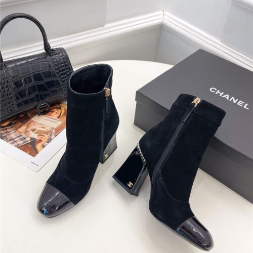 High Quality Luxury Chanel Catwalk Style Pearl Heel Ankle Boots – Style 49190 product detail